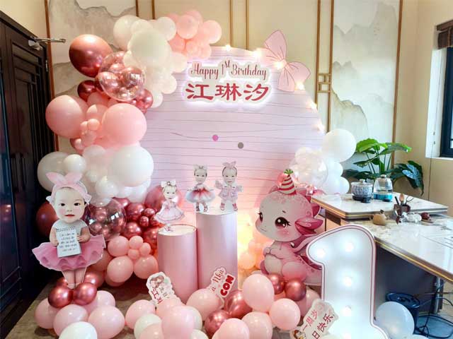 Backdrop Sinh Nhật Bé Gái 1 Tuổi
