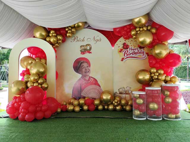 Backdrop sinh nhật cụ bà 90+ Backdrop sinh nhật cụ bà 90+