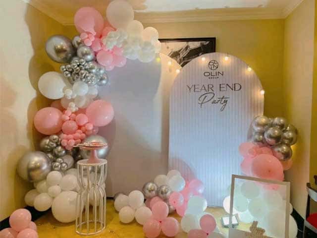 Mẫu backdrop tiệc cuối năm đẹp Mẫu backdrop tiệc cuối năm đẹp