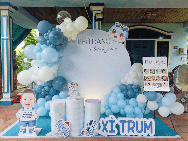 Mẫu Backdrop Thôi Nôi Bé Trai Tuổi Rắn