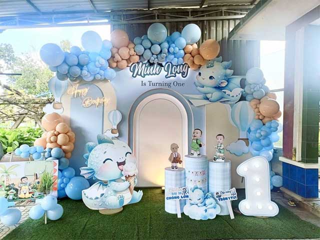 Phông nền chụp hình tiệc thôi nôi bé tại Thủ Dầu Một