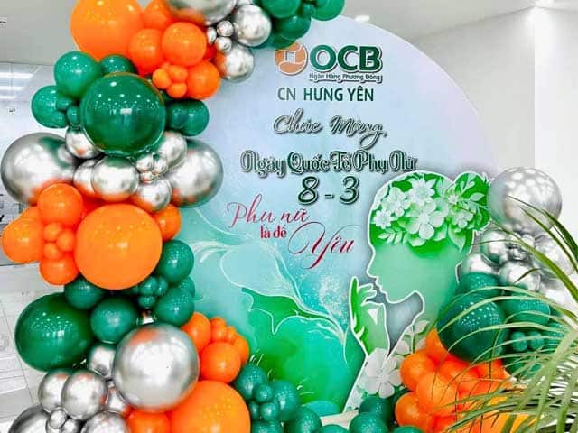 Trang trí backdrop 8/3 cho ngân hàng OCB Trang trí backdrop 8/3 cho ngân hàng OCB