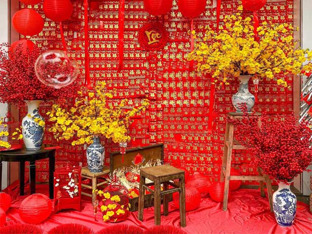 Trang Trí Tiểu Cảnh Tết Với Hoa Mai Hoa Đào